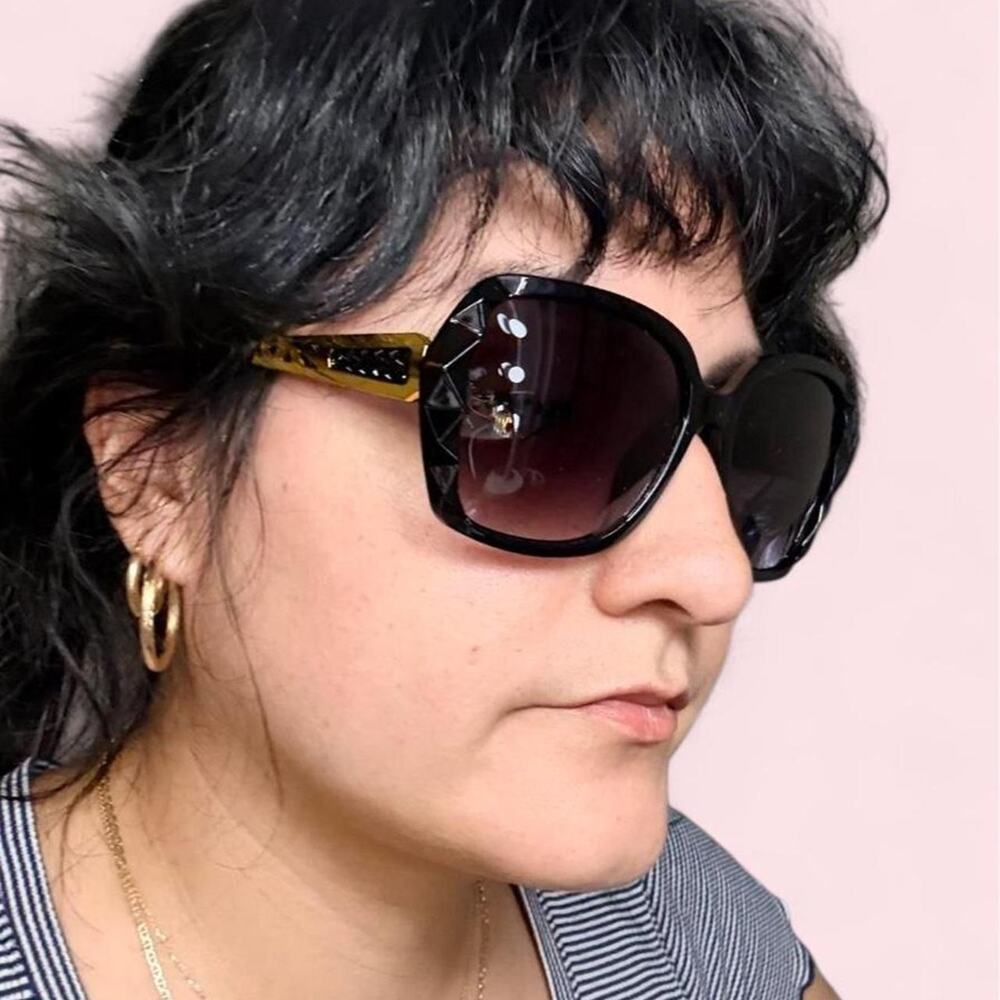 Diamond cut oversized sparkle sunglasses